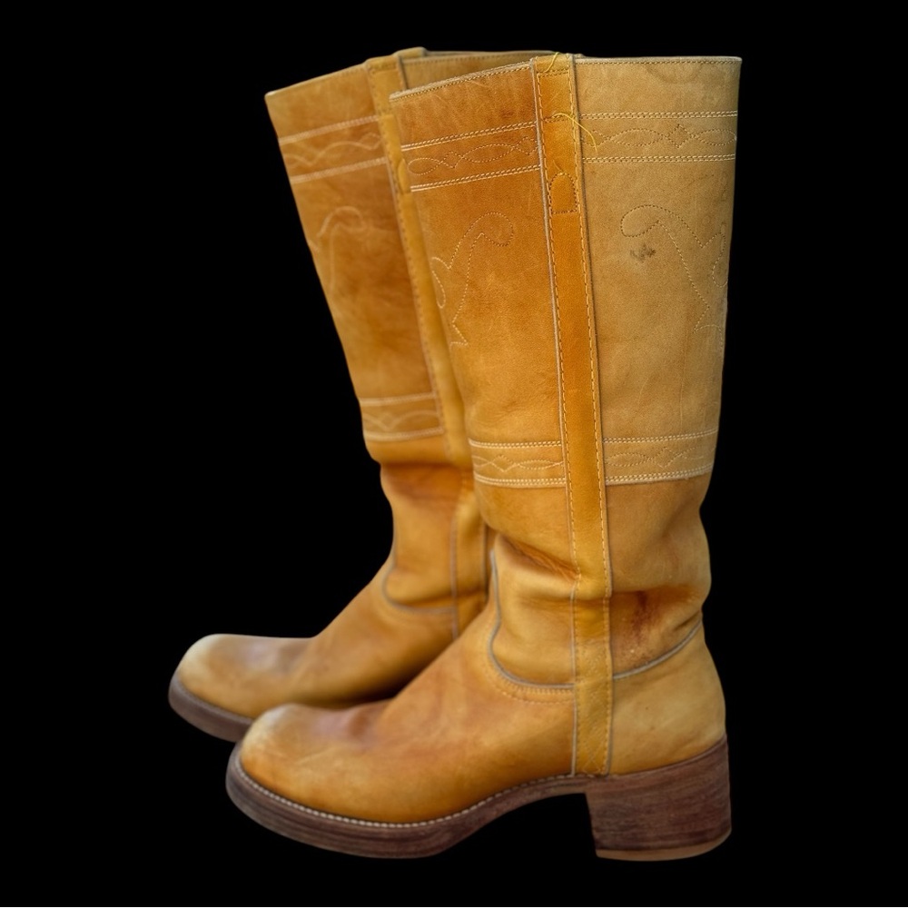 Authentic Vintage 1970’s Frye Black Label Campus Boot with Deer Head Stitching - Picture 3 of 16